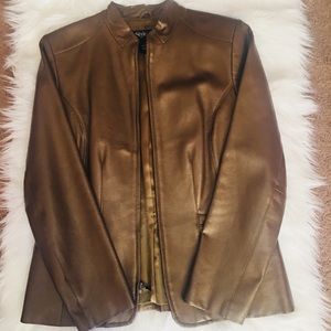Style & Co gold genuine leather jacket